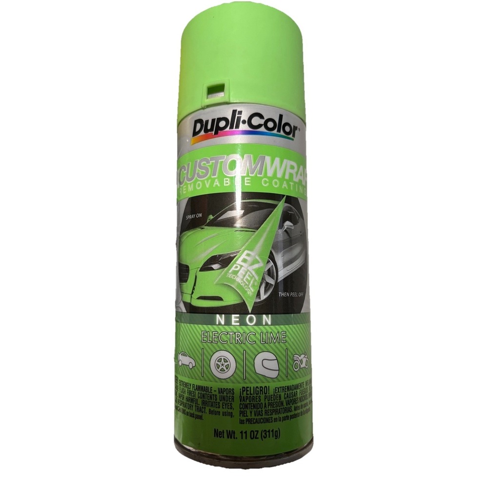Dupli-Color Custom Wrap 11oz Peelable Spray Paint – Neon Electric Lime – New